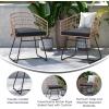 Flash Furniture Devon Set of 2 Patio Boho Club Chairs – Rope with Natural Finish PE Wicker Rattan – Black Seat Cushions and Sled Base – Indoor/Outdoor Use