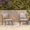 Flash Furniture Evin Set of 2 Boho Indoor/Outdoor Patio Chairs – Natural Finish Faux Rattan Wicker – Gray All-Weather Cushions – Integrated Armrests