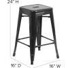 Flash Furniture Kai Commercial Grade Indoor-Outdoor Bar Height Stool – Silver Metal Frame – Gray Poly Resin Seat – 30″ High – Backless(Black/Black)