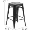Flash Furniture Kai Commercial Grade Indoor-Outdoor Bar Height Stool – Silver Metal Frame – Gray Poly Resin Seat – 30″ High – Backless(Black/Teak)