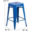Flash Furniture Kai Commercial Grade Indoor-Outdoor Bar Height Stool – Silver Metal Frame – Gray Poly Resin Seat – 30″ High – Backless(Blue/Teal-blue)