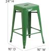 Flash Furniture Kai Commercial Grade Indoor-Outdoor Bar Height Stool – Silver Metal Frame – Gray Poly Resin Seat – 30″ High – Backless(Green/Teak)