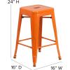 Flash Furniture Kai Commercial Grade Indoor-Outdoor Bar Height Stool – Silver Metal Frame – Gray Poly Resin Seat – 30″ High – Backless(Orange/Teak)
