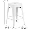 Flash Furniture Kai Commercial Grade Indoor-Outdoor Bar Height Stool – Silver Metal Frame – Gray Poly Resin Seat – 30″ High – Backless(White/Gray)