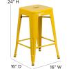 Flash Furniture Kai Commercial Grade Indoor-Outdoor Bar Height Stool – Silver Metal Frame – Gray Poly Resin Seat – 30″ High – Backless(Yellow/Teak)