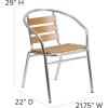 Flash Furniture Lila Commercial Metal Indoor-Outdoor Restaurant Stack Chairs with Triple Slat Faux Teak Backs, Set of 4, Black(Aluminum)