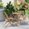 Flash Furniture Martindale Indoor/Outdoor Folding Acacia Wood Bistro Chairs – Natural Finish – X Base Frame – Slatted Back and Seat – For Porch, Patio, or Sunroom(3 Piece Folding Set)