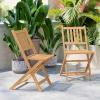 Flash Furniture Martindale Indoor/Outdoor Folding Acacia Wood Bistro Chairs – Natural Finish – X Base Frame – Slatted Back and Seat – For Porch, Patio, or Sunroom(Traditional)