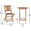 Flash Furniture Martindale Indoor/Outdoor Folding Acacia Wood Bistro Chairs – Natural Finish – X Base Frame – Slatted Back and Seat – For Porch, Patio, or Sunroom(3 Piece Folding Set)