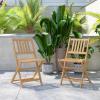 Flash Furniture Martindale Indoor/Outdoor Folding Acacia Wood Bistro Chairs – Natural Finish – X Base Frame – Slatted Back and Seat – For Porch, Patio, or Sunroom(Traditional)