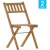 Flash Furniture Martindale Indoor/Outdoor Folding Acacia Wood Bistro Chairs – Natural Finish – X Base Frame – Slatted Back and Seat – For Porch, Patio, or Sunroom(Traditional)