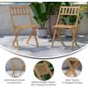 Flash Furniture Martindale Indoor/Outdoor Folding Acacia Wood Bistro Chairs – Natural Finish – X Base Frame – Slatted Back and Seat – For Porch, Patio, or Sunroom(Traditional)