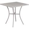 Flash Furniture Oia Commercial Grade 28″ Square Black Indoor-Outdoor Steel Patio Table Set with 2 Square Back Chairs(Light Gray)