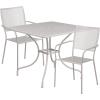 Flash Furniture Oia Commercial Grade 28″ Square Black Indoor-Outdoor Steel Patio Table Set with 2 Square Back Chairs(Light Gray)