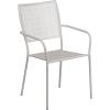 Flash Furniture Oia Commercial Grade 28″ Square Black Indoor-Outdoor Steel Patio Table Set with 2 Square Back Chairs(Light Gray)