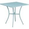 Flash Furniture Oia Commercial Grade 28″ Square Black Indoor-Outdoor Steel Patio Table Set with 2 Square Back Chairs(Sky Blue)