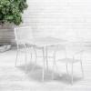 Flash Furniture Oia Commercial Grade 28″ Square Black Indoor-Outdoor Steel Patio Table Set with 2 Square Back Chairs(White)