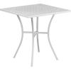 Flash Furniture Oia Commercial Grade 28″ Square Black Indoor-Outdoor Steel Patio Table Set with 2 Square Back Chairs(White)