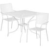 Flash Furniture Oia Commercial Grade 28″ Square Black Indoor-Outdoor Steel Patio Table Set with 2 Square Back Chairs(White)
