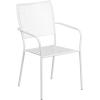 Flash Furniture Oia Commercial Grade 28″ Square Black Indoor-Outdoor Steel Patio Table Set with 2 Square Back Chairs(White)