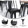 Flash Furniture Perry Set of 4 Poly Resin Wood Seat – Teak Polystyrene – Rounded Edges for Comfort – For Colorful Metal Chairs and Stools – Indoor/Outdoor(Black)