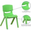 Flash Furniture Whitney 8 Pack Green Plastic Stackable School Chair with 12” Seat Height(Green)