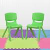 Flash Furniture Whitney 8 Pack Green Plastic Stackable School Chair with 12” Seat Height(Green)