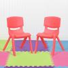Flash Furniture Whitney 8 Pack Green Plastic Stackable School Chair with 12” Seat Height(Red)