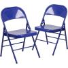 Flash Furniture 2 Pack HERCULES COLORBURST Series Cobalt Blue Triple Braced & Double Hinged Metal Folding Chair