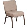 Flash Furniture 4 Pack HERCULES Series 21”W Church Chair in Dark Gray Fabric with Book Rack – Silver Vein Frame(Beige Fabric/Copper Vein Frame)