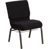 Flash Furniture 4 Pack HERCULES Series 21”W Church Chair in Dark Gray Fabric with Book Rack – Silver Vein Frame(Black Dot Patterned Fabric/Gold Vein Frame)