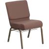 Flash Furniture 4 Pack HERCULES Series 21”W Church Chair in Dark Gray Fabric with Book Rack – Silver Vein Frame(Brown Dot Patterned Fabric/Gold Vein Frame)