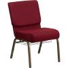 Flash Furniture 4 Pack HERCULES Series 21”W Church Chair in Dark Gray Fabric with Book Rack – Silver Vein Frame(Burgundy Fabric/Gold Vein Frame)