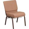 Flash Furniture 4 Pack HERCULES Series 21”W Church Chair in Dark Gray Fabric with Book Rack – Silver Vein Frame(Caramel Fabric/Copper Vein Frame)