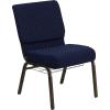 Flash Furniture 4 Pack HERCULES Series 21”W Church Chair in Dark Gray Fabric with Book Rack – Silver Vein Frame(Navy Blue Dot Patterned Fabric/Gold Vein Frame)