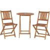 Flash Furniture Martindale Indoor/Outdoor Folding Acacia Wood Bistro Chairs – Natural Finish – X Base Frame – Slatted Back and Seat – For Porch, Patio, or Sunroom(3 Piece Folding Set)
