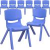 Flash Furniture Whitney 8 Pack Green Plastic Stackable School Chair with 12” Seat Height(Blue)
