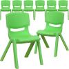 Flash Furniture Whitney 8 Pack Green Plastic Stackable School Chair with 12” Seat Height(Green)