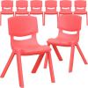 Flash Furniture Whitney 8 Pack Green Plastic Stackable School Chair with 12” Seat Height(Red)