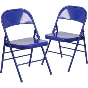 Flash Furniture 2 Pack HERCULES COLORBURST Series Cobalt Blue Triple Braced & Double Hinged Metal Folding Chair