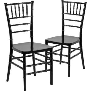 Flash Furniture 2 Pack HERCULES PREMIUM Series Black Resin Stacking Chiavari Chair(2)