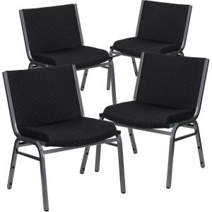 Flash Furniture 4 Pk. HERCULES Series Big & Tall 1000 lb. Rated Black Fabric Stack Chair