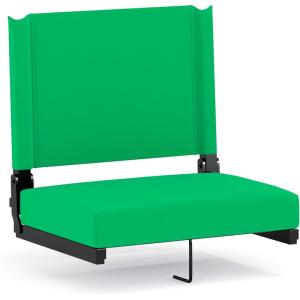 Flash Furniture Grandstand Portable Stadium Seats for Bleachers or Benches, Folding Padded Stadium Chairs with Handle, Pack of 2, 500 lb. Weight Capacity, Blue(Bright Green)