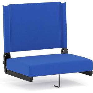 Flash Furniture Grandstand Portable Stadium Seats for Bleachers or Benches, Folding Padded Stadium Chairs with Handle, Pack of 2, 500 lb. Weight Capacity, Blue(Blue)