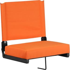Flash Furniture Grandstand Portable Stadium Seats for Bleachers or Benches, Folding Padded Stadium Chairs with Handle, Pack of 2, 500 lb. Weight Capacity, Blue(Orange)