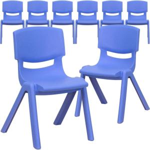 Flash Furniture Whitney 8 Pack Green Plastic Stackable School Chair with 12” Seat Height(Blue)