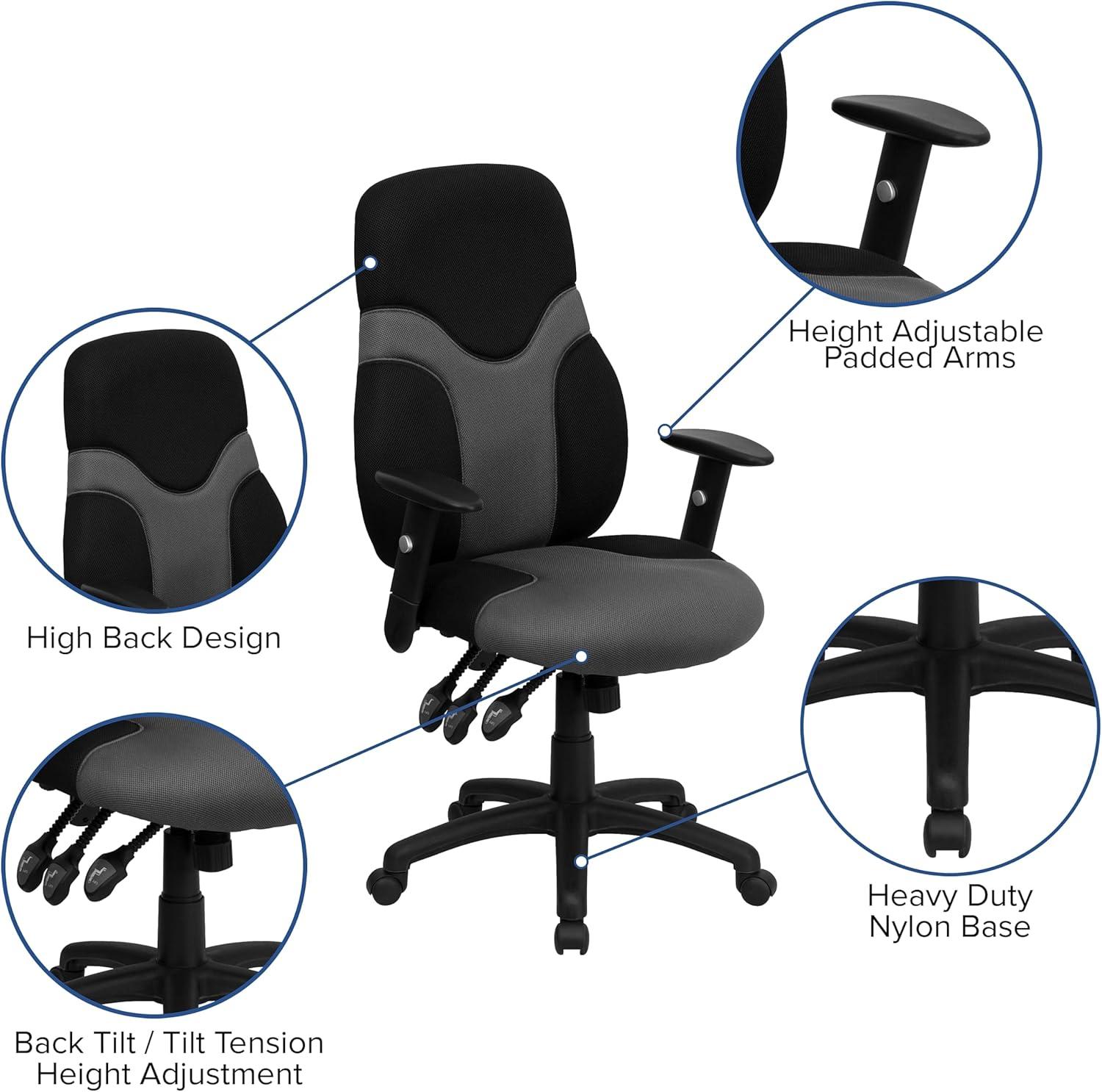 image:imageFlash Furniture Abbott High Back Ergonomic Black and Gray Mesh Swivel Task Office Chair with Adjustable Arms