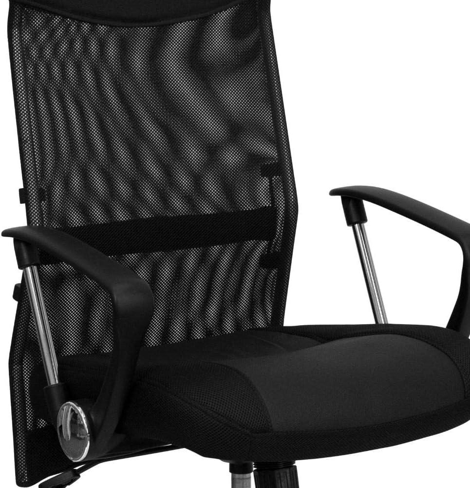 image:imageFlash Furniture Abney High Back Black Leather and Mesh Swivel Task Office Chair with Arms
