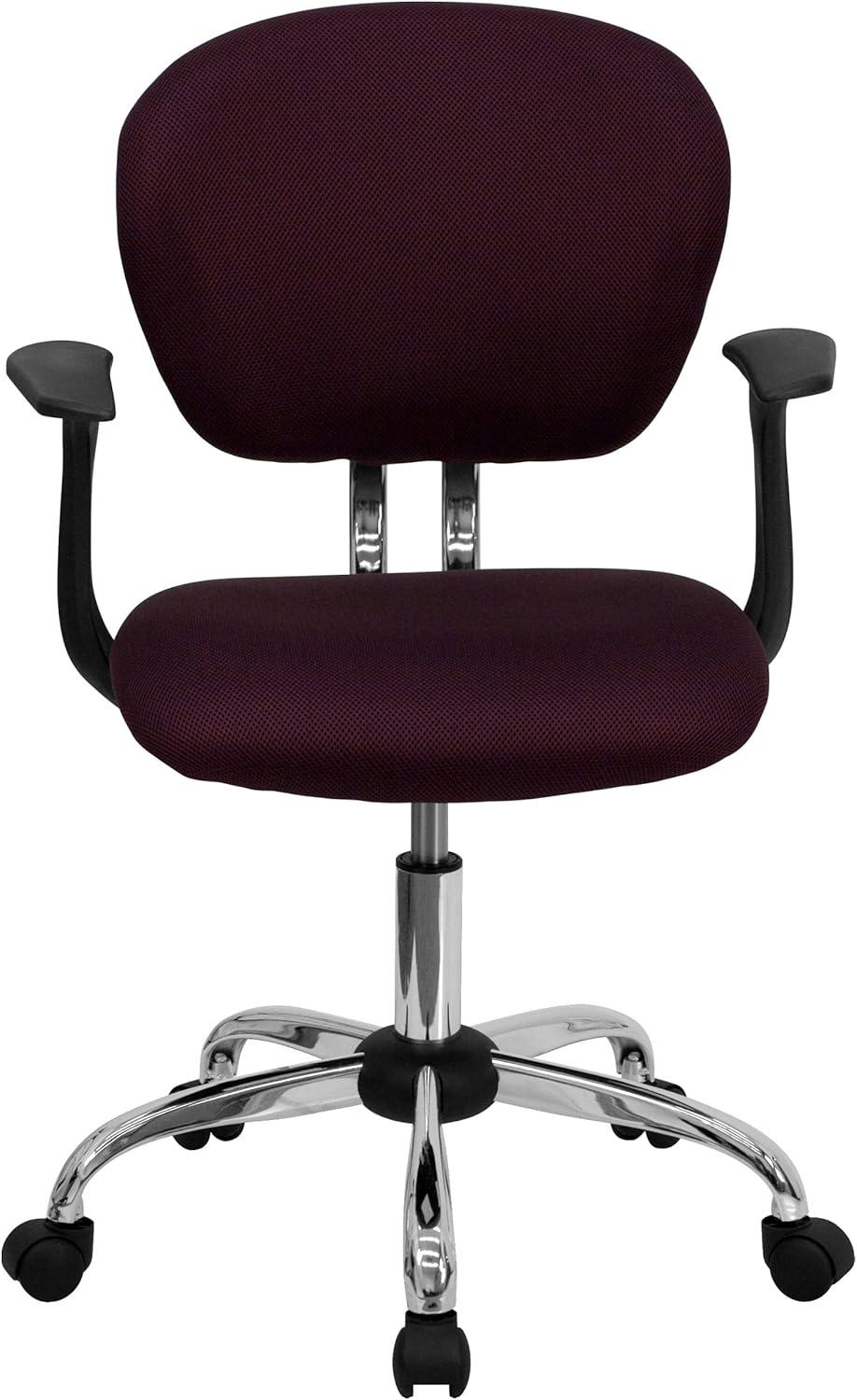 image:imageFlash Furniture Beverly MidBack Burgundy Mesh Padded Swivel Task Office Chair with Chrome Base and Arms