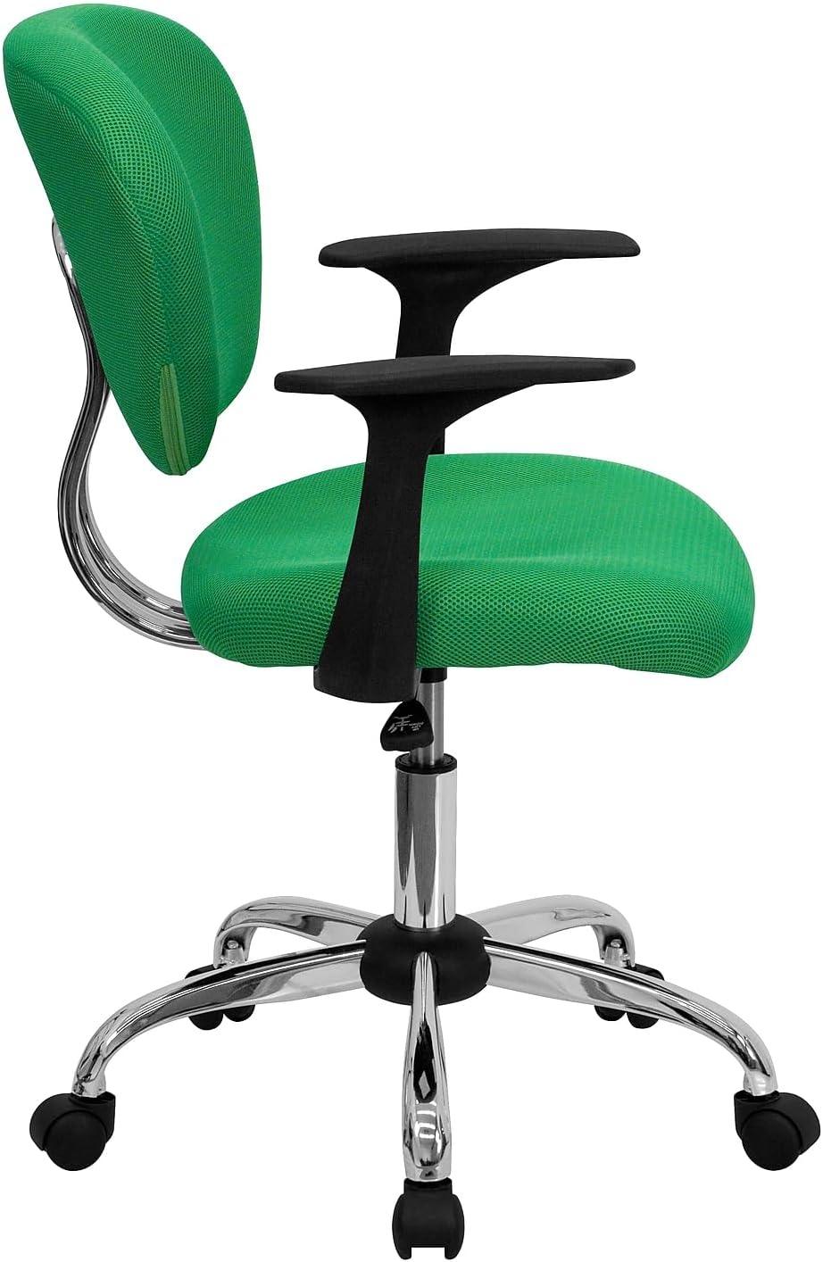 image:imageFlash Furniture Beverly MidBack Coffee Brown Mesh Padded Swivel Task Office Chair with Chrome Base and ArmsBright Green
